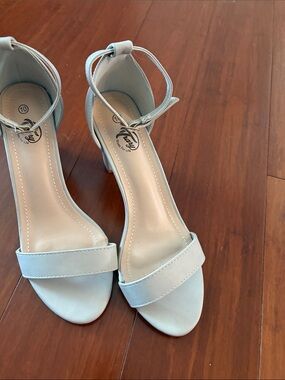 Forever 21 Pale Blue Ankle Strap Block Heel Sandals